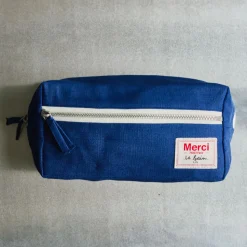 200 LINTEX Trousses De Toilette|Accessoires De Beauté-Trousse de toilette en lin lavé - Bleu Shibori