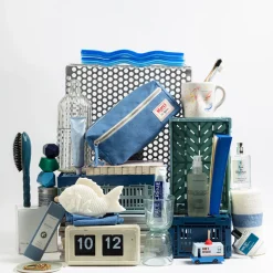 200 LINTEX Trousses De Toilette|Accessoires De Beauté-Trousse de toilette en lin lavé - Bleu Paros