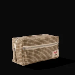 200 LINTEX L'esprit Merci|Trousses De Toilette-Trousse de toilette en lin lavé - Carreaux Brun Cha Iro