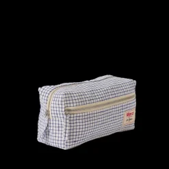 200 LINTEX L'esprit Merci|Trousses De Toilette-Trousse de toilette en lin lavé - Carreaux Bleu Shibori