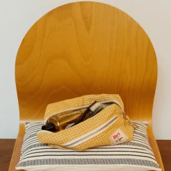 200 LINTEX L'esprit Merci|Trousses De Toilette-Trousse de toilette en lin lavé - Carreaux Jaune Asahi