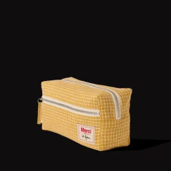 200 LINTEX L'esprit Merci|Trousses De Toilette-Trousse de toilette en lin lavé - Carreaux Jaune Asahi