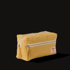 200 LINTEX L'esprit Merci|Trousses De Toilette-Trousse de toilette en lin lavé - Carreaux Jaune Asahi