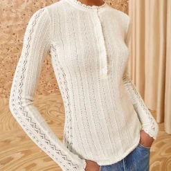 Femme Ulla Johnson Mailles-- Top Delia - Blanc