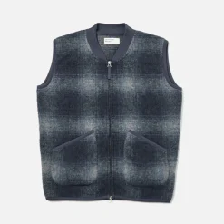 Homme Universal Works Vestes-- Veste Zip Waistcoat - Navy & Grey