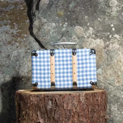 Homme 256 KAZETO Filets, Paniers & Valises|Valises-Valise rigide en carton bouilli - Vichy Bleu Paros