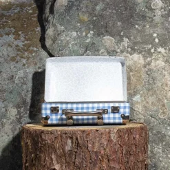 Homme 256 KAZETO Filets, Paniers & Valises|Valises-Valise rigide en carton bouilli - Vichy Bleu Paros