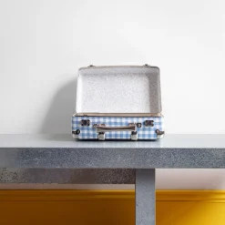 Homme 256 KAZETO Filets, Paniers & Valises|Valises-Valise rigide en carton bouilli - Vichy Bleu Paros