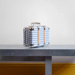 Homme 256 KAZETO Filets, Paniers & Valises|Valises-Valise rigide en carton bouilli - Vichy Bleu Paros