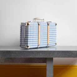 Homme 256 KAZETO Filets, Paniers & Valises|Valises-Valise rigide en carton bouilli - Vichy Bleu Paros