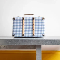 Homme 256 KAZETO Filets, Paniers & Valises|Valises-Valise rigide en carton bouilli - Vichy Bleu Paros