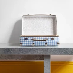 Homme 256 KAZETO Filets, Paniers & Valises|Valises-Valise rigide en carton bouilli - Vichy Bleu Paros