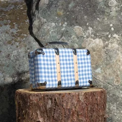 Homme 256 KAZETO Filets, Paniers & Valises|Valises-Valise rigide en carton bouilli - Vichy Bleu Paros