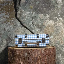 Homme 256 KAZETO Filets, Paniers & Valises|Valises-Valise rigide en carton bouilli - Vichy Bleu Paros