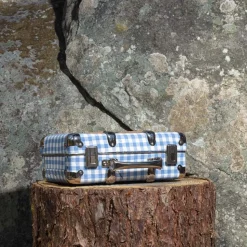 Homme 256 KAZETO Filets, Paniers & Valises|Valises-Valise rigide en carton bouilli - Vichy Bleu Paros