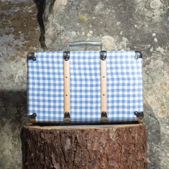 Homme 256 KAZETO Filets, Paniers & Valises|Valises-Valise rigide en carton bouilli - Vichy Bleu Paros