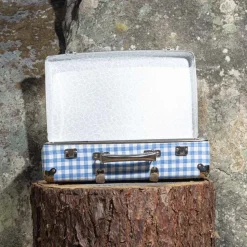 Homme 256 KAZETO Filets, Paniers & Valises|Valises-Valise rigide en carton bouilli - Vichy Bleu Paros