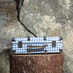 Homme 256 KAZETO Filets, Paniers & Valises|Valises-Valise rigide en carton bouilli - Vichy Bleu Paros