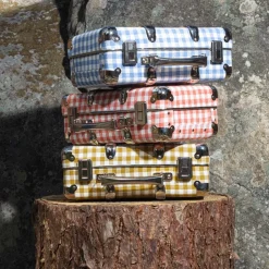 Homme 256 KAZETO Filets, Paniers & Valises|Valises-Valise rigide en carton bouilli - Vichy Bleu Paros