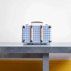 Homme 256 KAZETO Filets, Paniers & Valises|Valises-Valise rigide en carton bouilli - Vichy Bleu Paros