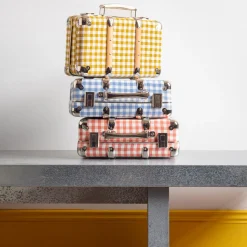 Homme 256 KAZETO Filets, Paniers & Valises|Valises-Valise rigide en carton bouilli - Vichy Rose Elafonissi