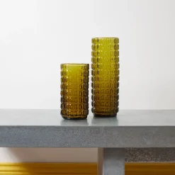 1286 HOUSEHOLD HARDWARE Vases-Vase verre reyclé 70's - Moutarde