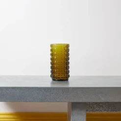 1286 HOUSEHOLD HARDWARE Vases-Vase verre reyclé 70's - Moutarde