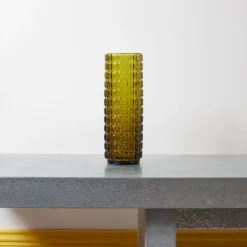 1286 HOUSEHOLD HARDWARE Vases-Vase verre reyclé 70's - Moutarde