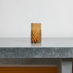 1108 SALAHEDDIN Verres À Eau-Verre Bulles en verre soufflé - Ambre