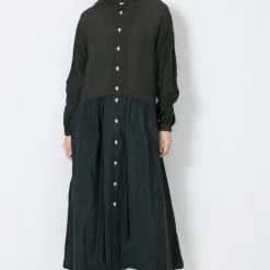 Femme Vlas Blomme Robes-- Robe vintage - Noir