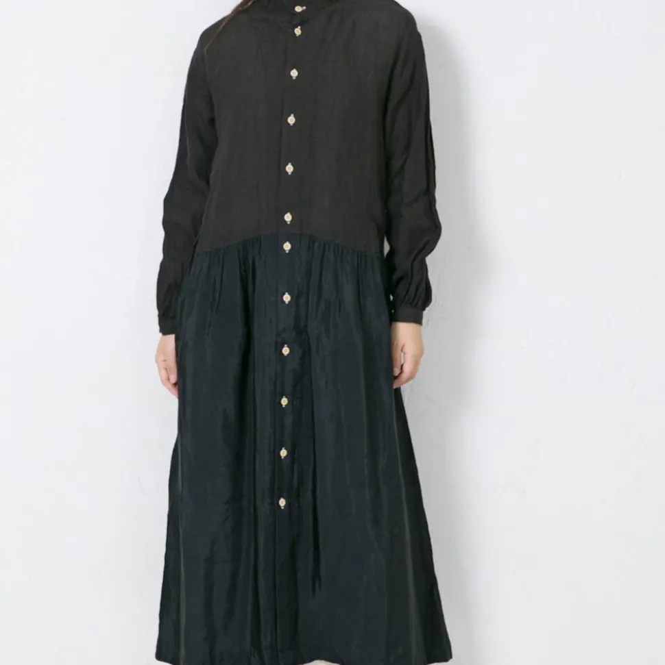 Femme Vlas Blomme Robes-- Robe vintage - Noir