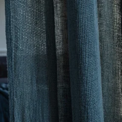 200 LINTEX Voilages|Accessoirisez Votre Intérieur-Voile natté en lin lavé - Bleu Pétrole