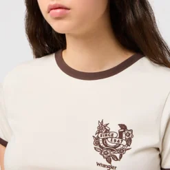 Femme WRANGLER T-shirts-- T-shirt Ringer - Blanc