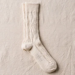 Femme Yahae Chaussettes|Chaussettes-- Chaussettes Alpaca Cable - Beige