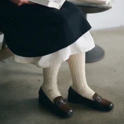 Femme Yahae Chaussettes|Chaussettes-- Chaussettes Alpaca Cable - Beige