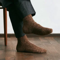Femme Yahae Chaussettes|Chaussettes-- Chaussettes Alpaca Cable - Marron