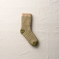 Femme Yahae Chaussettes|Chaussettes-- Chaussettes Mohair Stripes - Olive