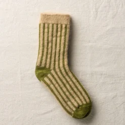 Femme Yahae Chaussettes|Chaussettes-- Chaussettes Mohair Stripes - Olive